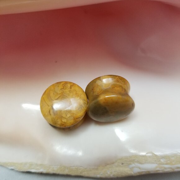 Pair Crazy Lace Agate organic plugs gauge double flare stretchers 6 mm 2G NWT - Picture 3 of 3